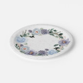 フラワーウォーターカラーの花輪 ペーパープレート (アングル)