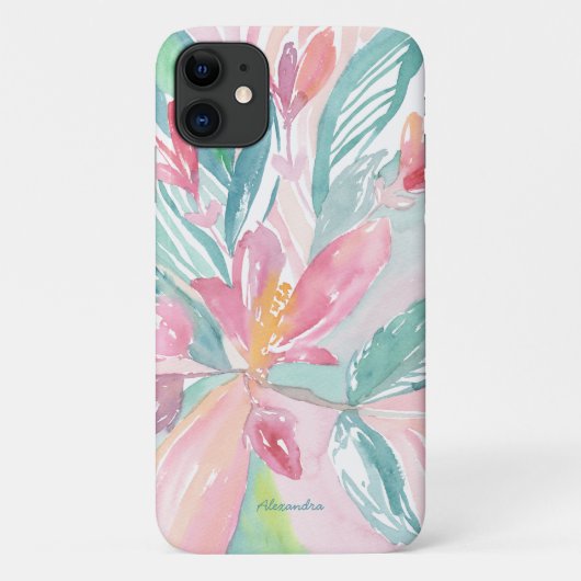 フラワーウォーターカラーアート カスタムフォンケース Case-Mate iPhoneケース (裏面)