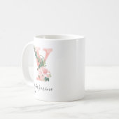 フラワーウォーターカラーイニシャルマグ - Y コーヒーマグカップ (正面左)