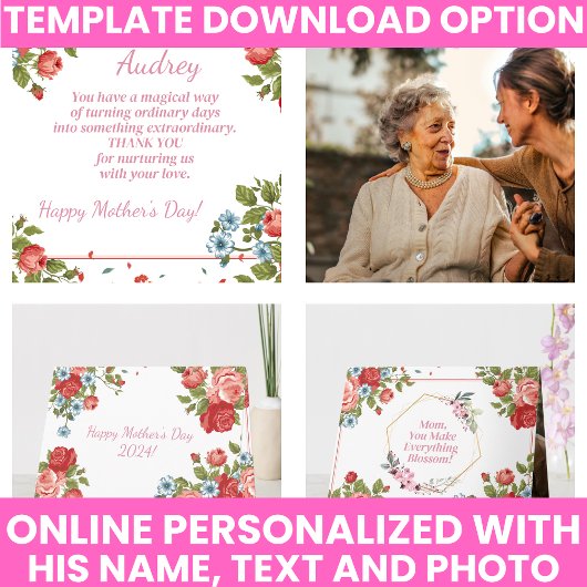 フラワーウォーターカラーエレガントマザーズデー カード