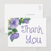 フラワーウォーターカラーサンクスユーパープルブルーム ポストカード (正面/裏面)