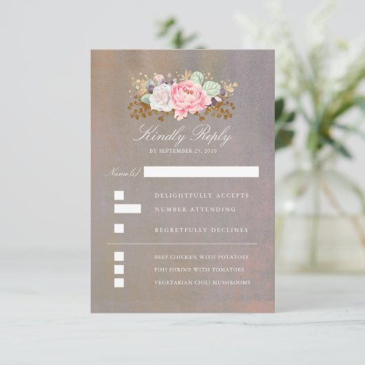 フラワーウォーターカラーズ ヴィンテージ ウェディング RSVP (スタンド正面)