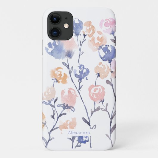 フラワーウォーターカラーパターンのカスタム携帯ケース Case-Mate iPhoneケース (裏面)
