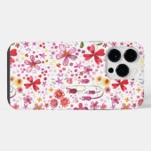フラワーウォーターカラーパターン iPhoneケース (裏面横)