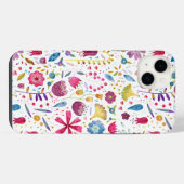 フラワーウォーターカラーパターン iPhoneケース (裏面横)