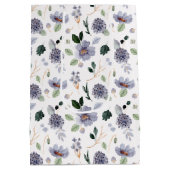 フラワーウォーターカラーパープルパターン ミディアムペーパーバッグ (裏面)