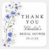 フラワーウォーターカラーブライダルシャワー スクエアシール (正面)