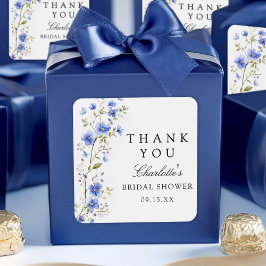 フラワーウォーターカラーブライダルシャワー スクエアシール