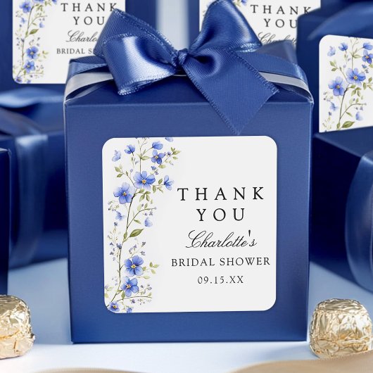 フラワーウォーターカラーブライダルシャワー スクエアシール