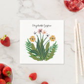 フラワーウォーターカラーブーケフローラパーソナライズ スタンダードカクテルナプキン (インサイチュ)