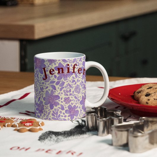 フラワーウォーターカラーベクターホワイトコーヒーマグ マグカップ