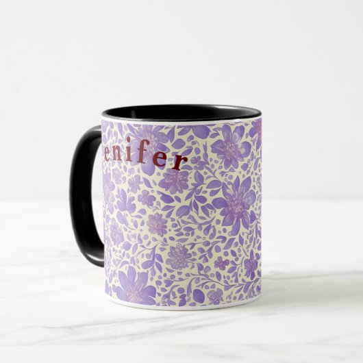 フラワーウォーターカラーベクターホワイトコーヒーマグ マグカップ (正面左)