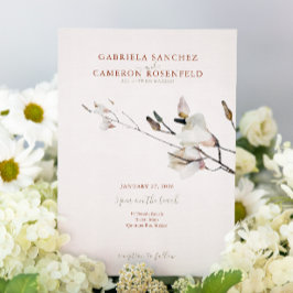 フラワーウォーターカラーマグノリアテラコッタ 招待状