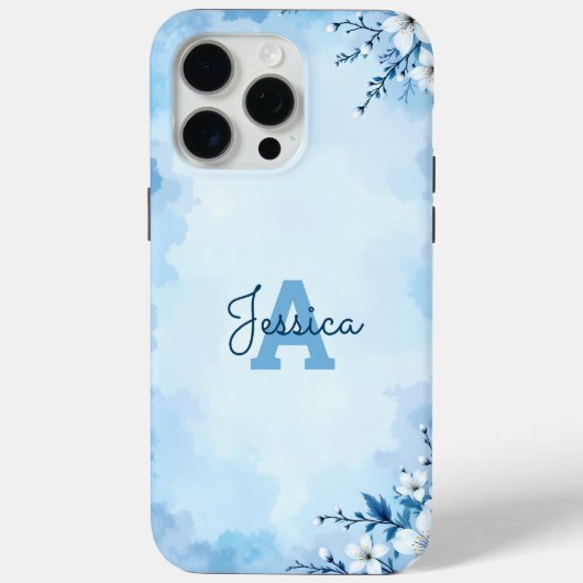 フラワーウォーターカラーモノグラム オーダーメイド Case-Mate iPhoneケース (裏面)