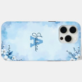 フラワーウォーターカラーモノグラム オーダーメイド Case-Mate iPhoneケース (裏面 (横))