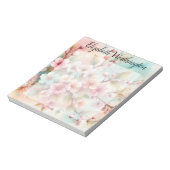 フラワーウォーターカラーモノグラム ピンクの桜 ノートパッド (回転)