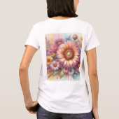 フラワーウォーターカラーモノグラム ピンクイエローひまわり Tシャツ (裏面)