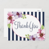 フラワーウォーターカラー感謝パープルブルーム ポストカード (正面/裏面)