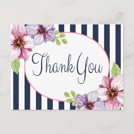 フラワーウォーターカラー感謝パープルブルーム ポストカード (正面)