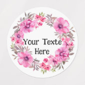 フラワーウォーターカラー熱帯ラベルラウンド ラベル (デザイン2)