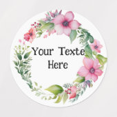 フラワーウォーターカラー熱帯ラベルラウンド ラベル (デザイン1)