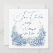 フラワーウォーターカラー モダン タイポグラフィー ウェディング セーブザデート (正面)