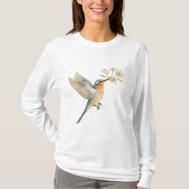 フラワーウォーターカラーTシャツを捧げる優しい鳥 Tシャツ