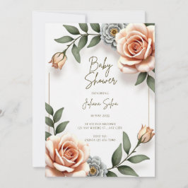 フラワーウォーター色男の赤ちゃんシャワー招待状 シーズンカード