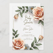 フラワーウォーター色男の赤ちゃんシャワー招待状 シーズンカード (正面/裏面)