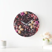 フラワーウォール紙7 ラージ壁時計 (ホーム)