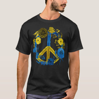 フラワーウクライナ国旗のシャツI Stand With Ukraine Tシャツ