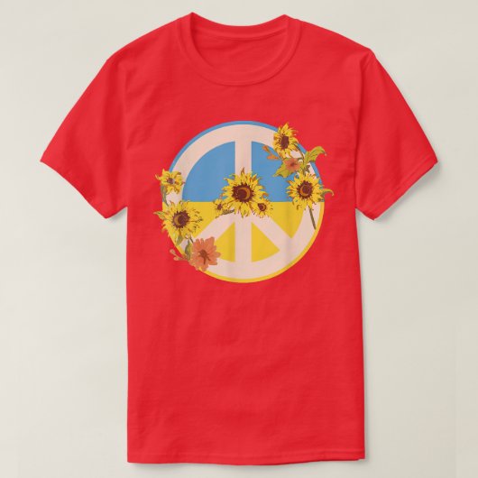 フラワーウクライナ国旗Iとウクライナウクラ Tシャツ (デザイン正面)