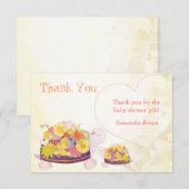 フラワーウミガメ赤ちゃんシャワーありがとう サンキューカード (正面/裏面)