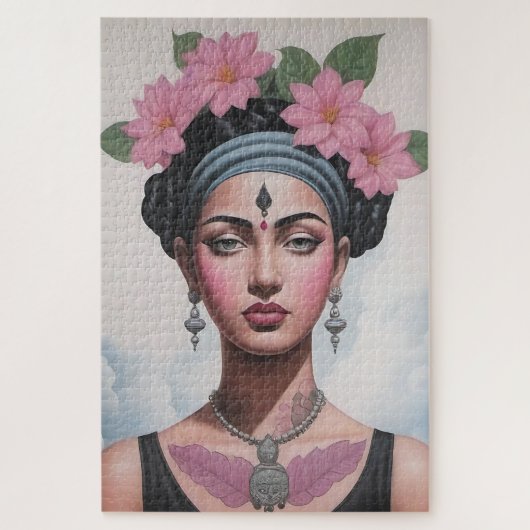 フラワーウーマンポートレート ジグソーパズル (縦)