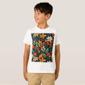 フラワーエキゾチックフラワーパターン Tシャツ (正面フル)