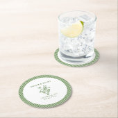 フラワーエレガントガーデンパーティークラシックグリーン結婚ズ ラウンドペーパーコースター (インサイチュ)