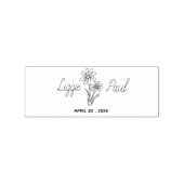 フラワーエレガントスクリプト日付の保存 ラバースタンプ (インプリント)