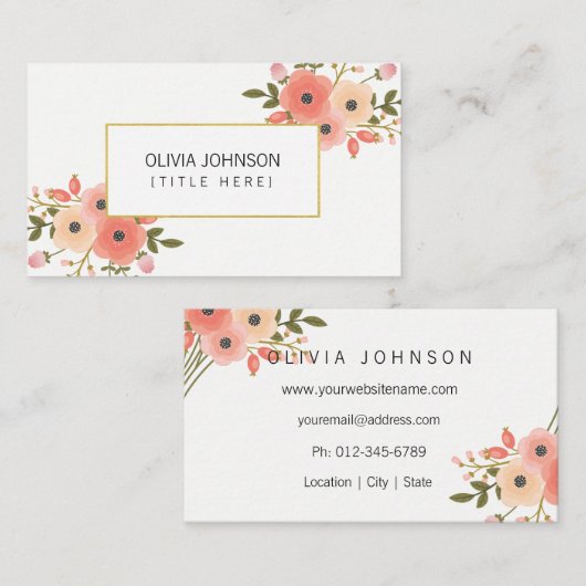 フラワーエレガントズプロフェッショナル名刺 名刺 (正面/裏面)