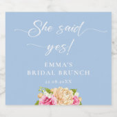 フラワーエレガントティーブライダルブきらめくランチワインラ スパークリングワインラベル (シングルラベル)