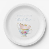 フラワーエレガントティーブライダルブランチ紙プレート ペーパープレート (正面)