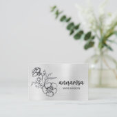 *~*フラワーエレガントフローラシルバーQRロゴ写真 名刺 (スタンド正面)