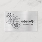 *~*フラワーエレガントフローラシルバーQRロゴ写真 名刺 (正面)