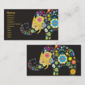 フラワーエレファントかわいいガーリーフローラファッション 名刺 (正面/裏面)