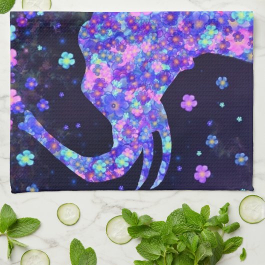 フラワーエレファントキッチンタオル キッチンタオル (折り畳み)