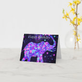 フラワーエレファント誕生日カード – カスタマイズ カード (黄色い花)