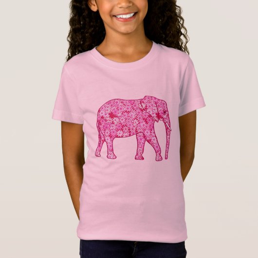 フラワーエレファント - フクシアピンク Tシャツ (正面)