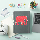 フラワーエレファント、深い赤とサンゴ シール (iPadカバー)