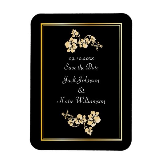 フラワーエレメント付き金ゴールド マグネット (縦)