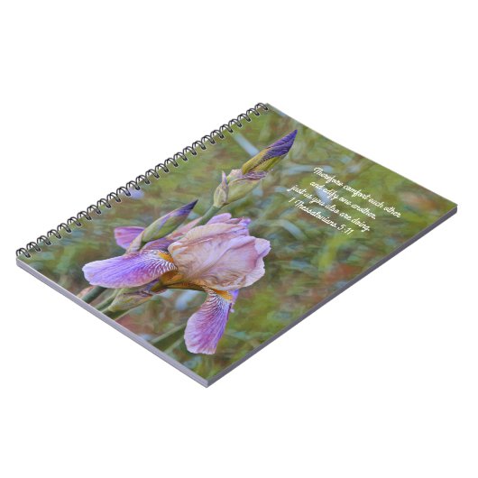 フラワーオブフェイスアイリス心地よい祈りの言葉手帳 ノートブック (左側)