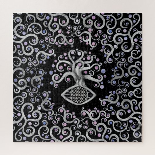 フラワーオブライフアイツリーオーナメント ジグソーパズル (縦)